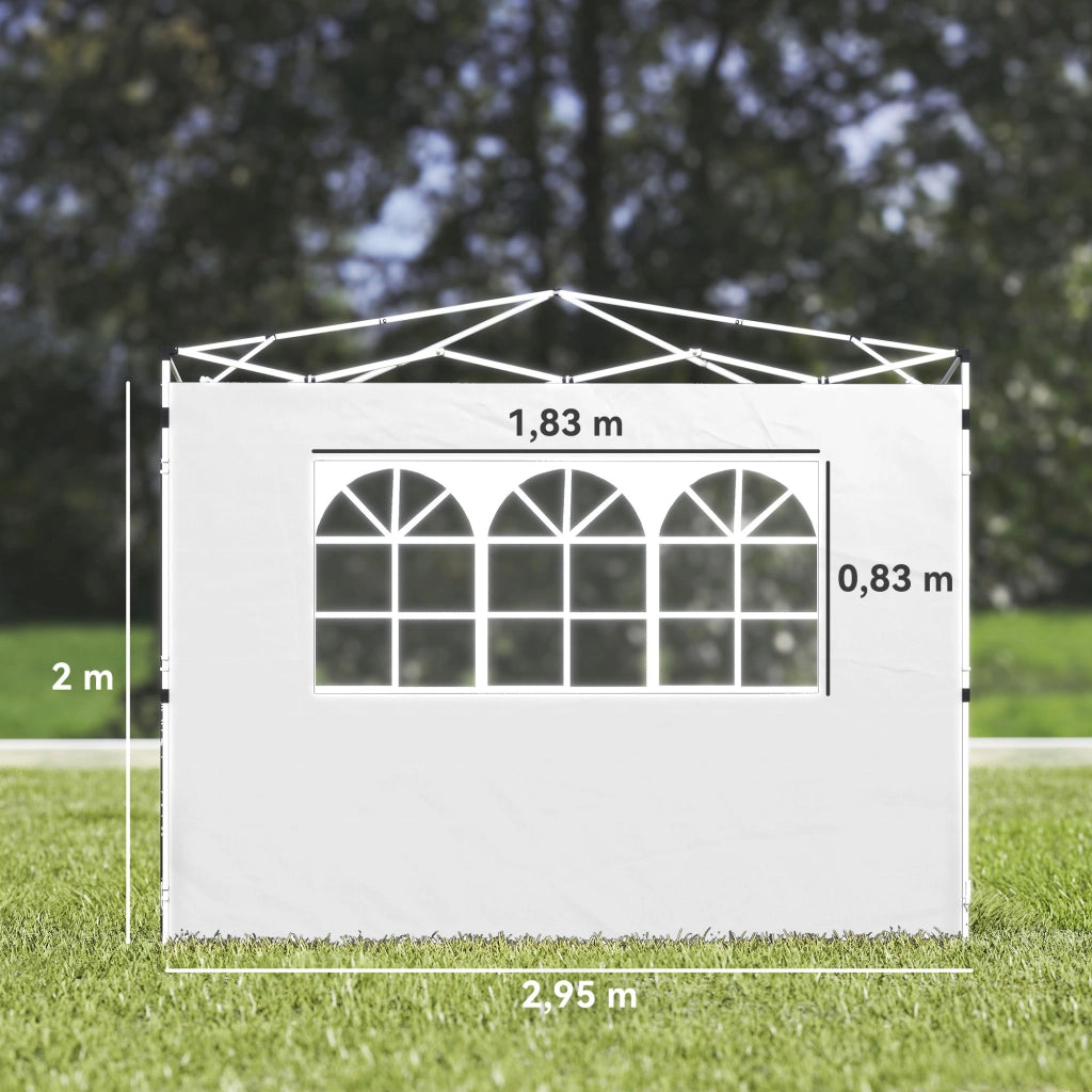 Pannelli laterali per gazebo 3x3 m con finestra ¨C zephmum ¨C Tessuto Oxford bianco, 2 pezzi