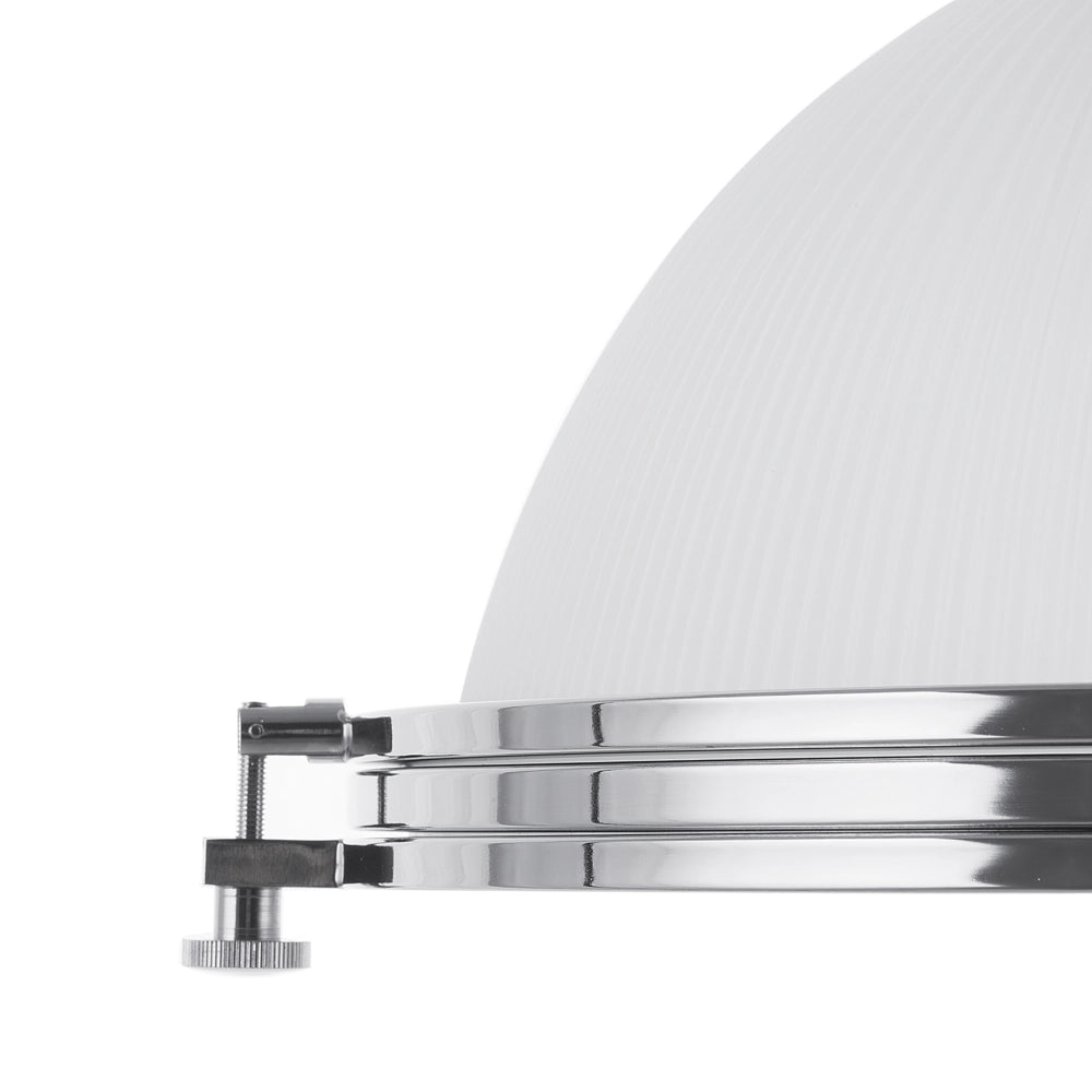 Lampada a Sospensione in Vetro Bianco Argento Illuminazione Industrial