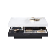 TAVOLINO da caffè girevole 70x70x36 cm bianco e nero in pannello truciolare