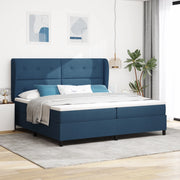 Letto Box Spring con Materasso, Blu, 200x200 cm, Tessuto