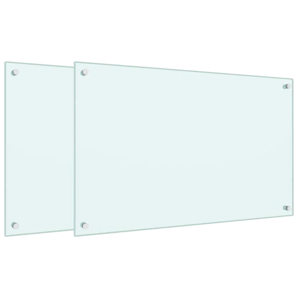 Set di 2 paraschizzi per cucina 80 x 50 cm stile moderno vetro temperato bianco paraschizzi 02_0055730