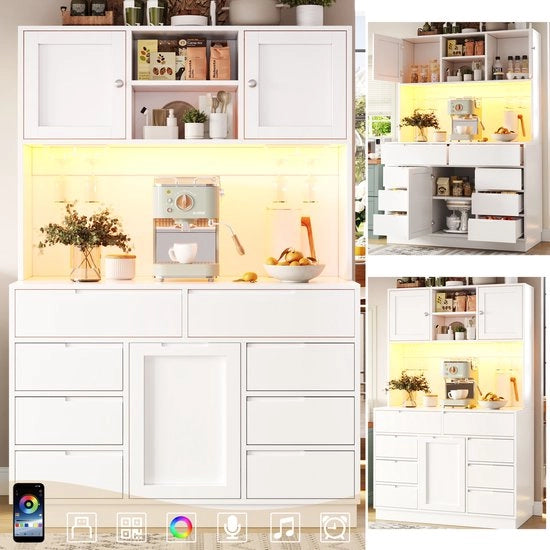 Cucina - Illuminazione LED sottile - Chiusura magnetica - 8 prese - Cassetto alto