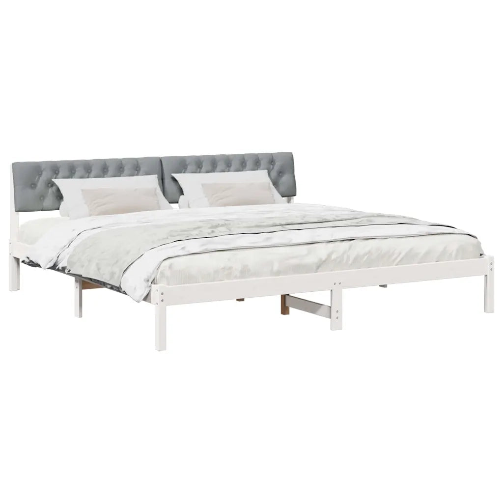 Struttura del letto-Giroletto-Rete del Letto Bianco e grigio chiaro 200 x 200 cm 166735