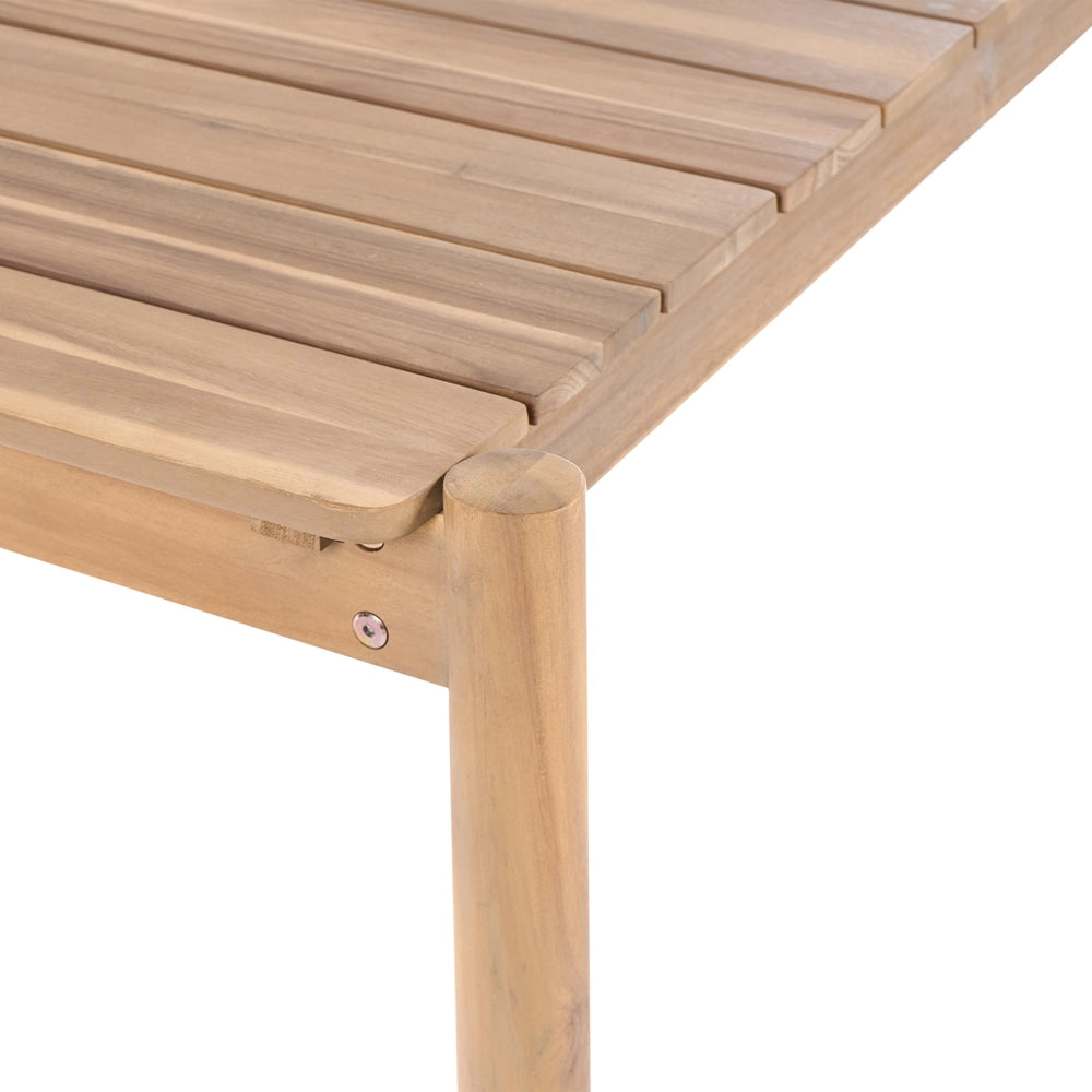 Set da pranzo da giardino con 6 sedie e tavolo in legno di acacia marrone chiaro, piano rettangolare, stile rustico, per esterni