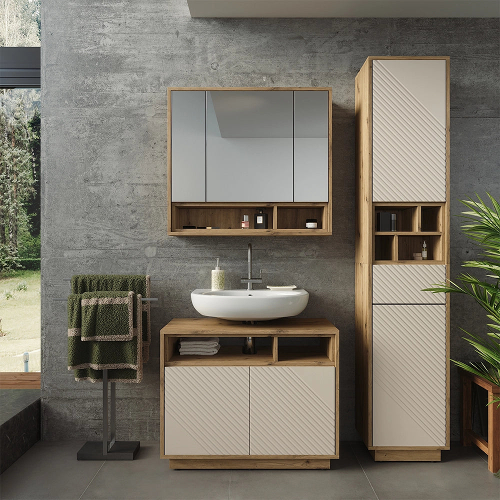 Set mobili bagno Beatrice Cachemire/Rovere artigianale Vicco