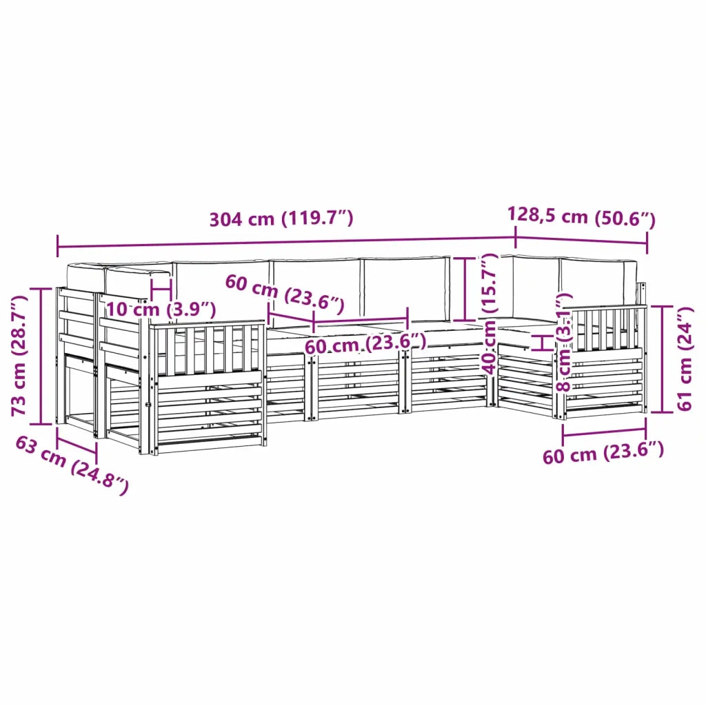 Set di divani da esterno 6 pcs Bianco e Beige 3392428