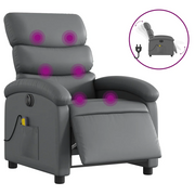 Poltrona Massaggiante | Sedia Relax Elettrica Reclinabile Grigio Similpelle