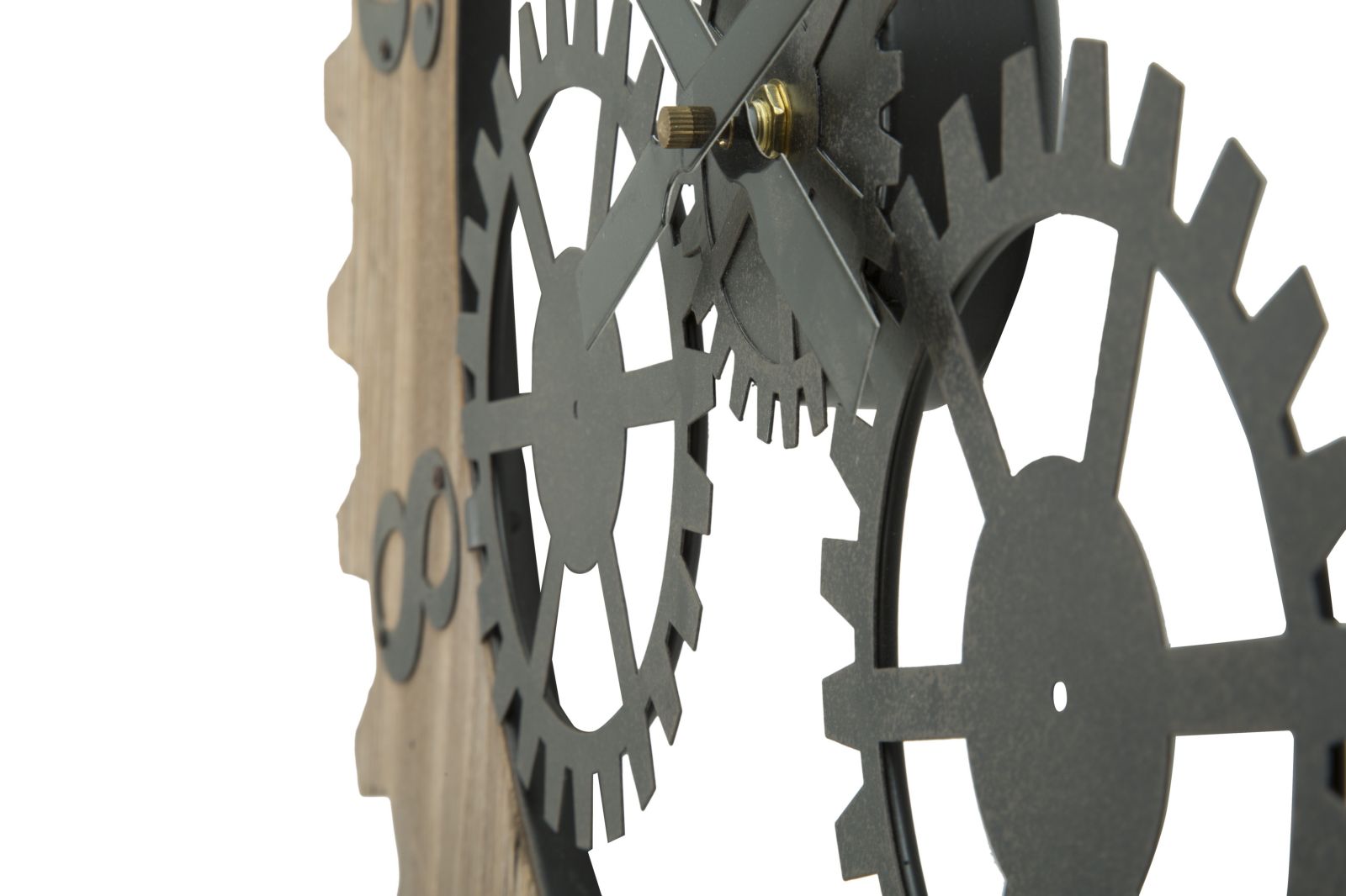 Orologio da Muro Ingranaggio Plus Ø60x4 cm in Ferro e MDF Nero