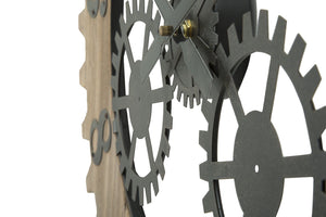 Orologio da Muro Ingranaggio Plus Ø60x4 cm in Ferro e MDF Nero