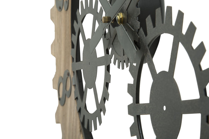 Orologio da Muro Ingranaggio Plus Ø60x4 cm in Ferro e MDF Nero
