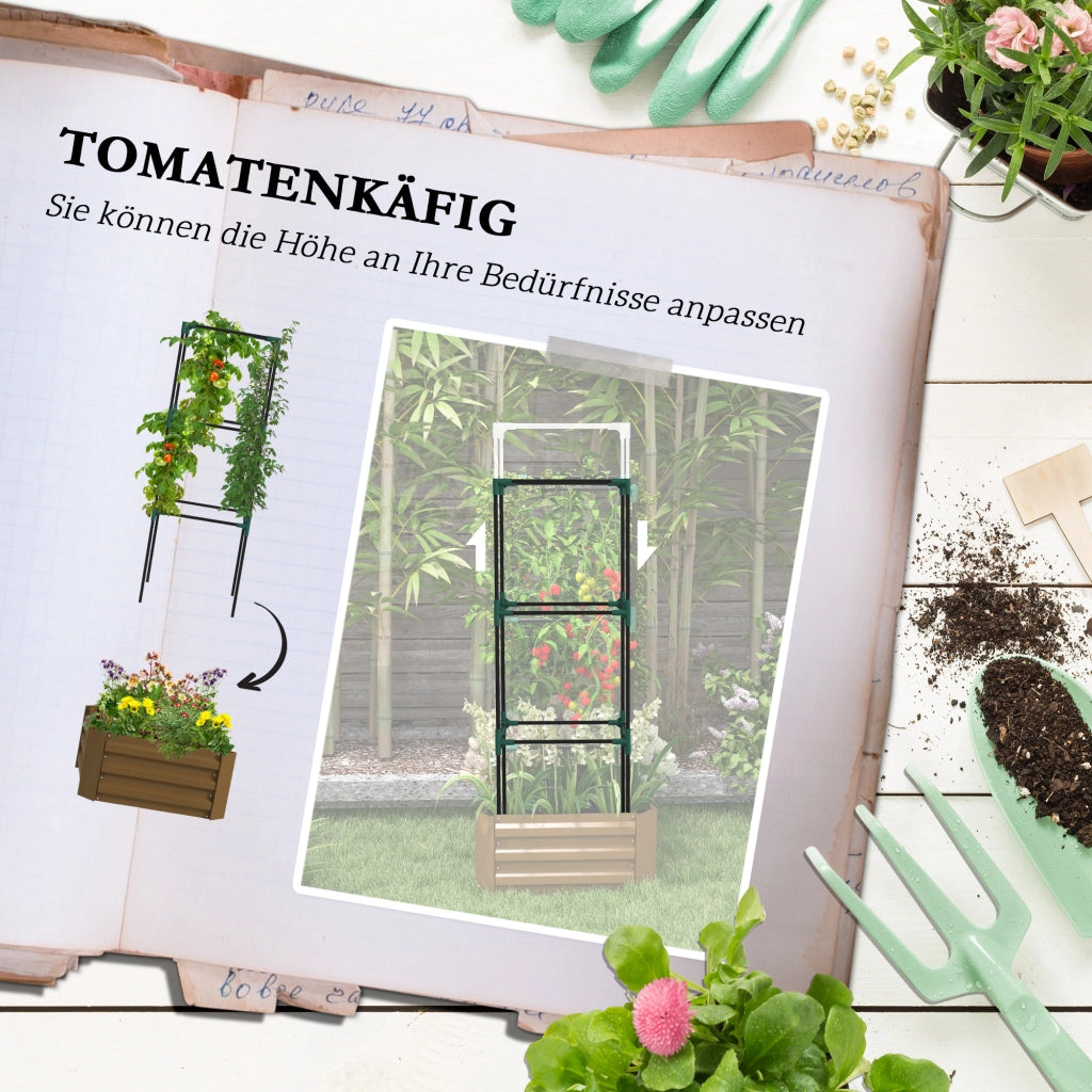 Vaso da Giardino con Griglia di Supporto ¨C zephmum ¨C Marrone 61x61x140 cm