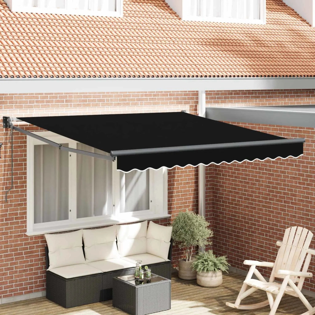 Tenda Retrattile Nero 350 x 250 cm Poliestere e Alluminio 3330332