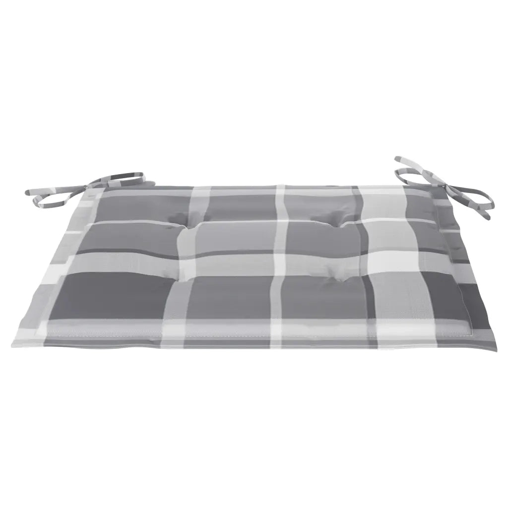 Sedie Giardino 2 pz con Cuscino Grigio a Quadri Massello di Teak cod mxl 73796