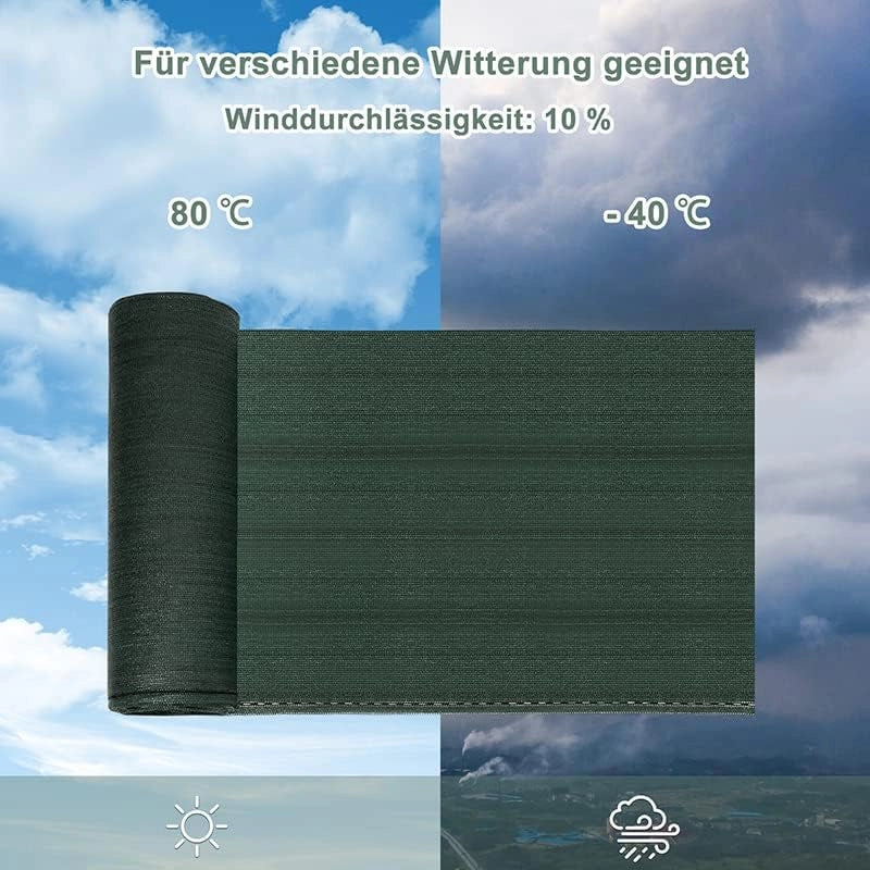 Rete Ombreggiante per Balcone 1x15 m in Tessuto HDPE da 150 g/m², Telo Frangivista Frangivento Stabilizzato ai Raggi UV per Recinzione, Giardino, Ringhiera, Fascette Incluse, Verde