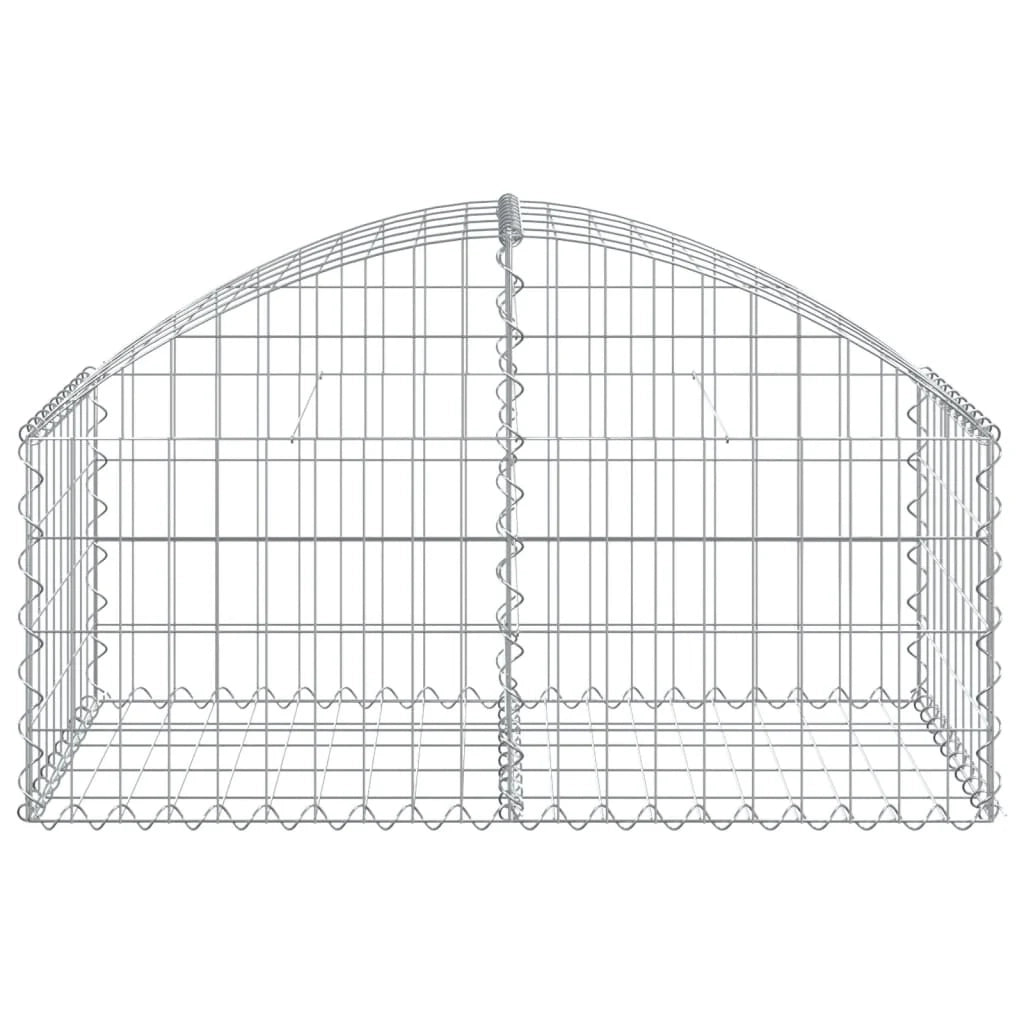 Cesto gabbione recinzione a gabbia muro di contenimento ad arco 100 x 50 x 40/60 cm ferro zincato argento 02_0039967