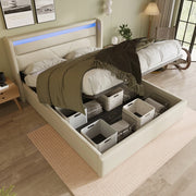 Letto con contenitore LED - Xylo - 140x200 - Bianco - Telecomando