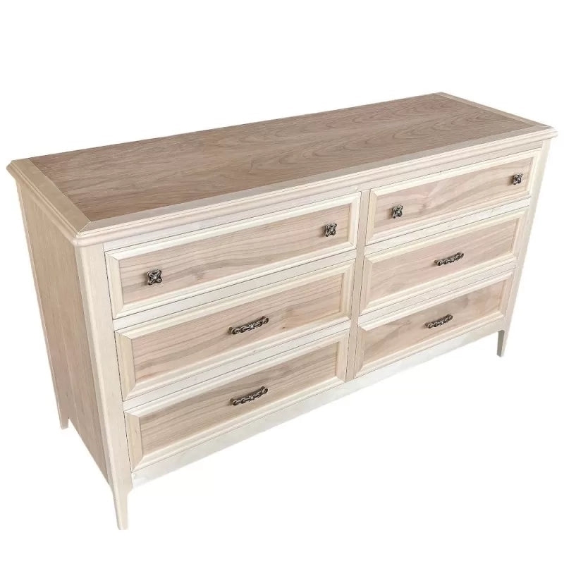 Cassettiera 6 cassetti in legno massello grezzo 150x50x85 - Mobili 2G