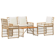 Set di Mobili da Esterno 4 pz | Set Salotto da Giardino Naturale e Bianco Crema