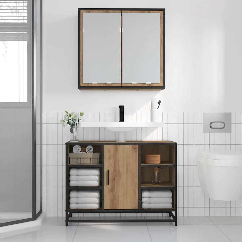 Scaffale da parete con porta Rovere artigianale 65 x 20 x 60 cm