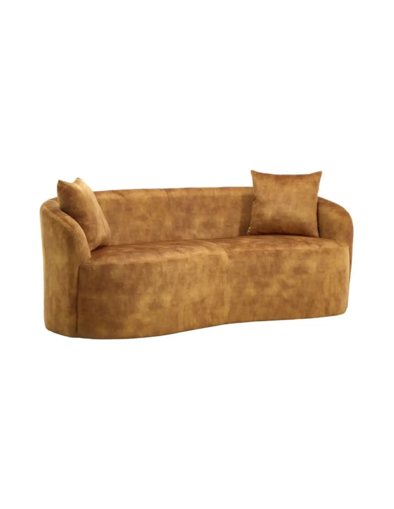 Divano dritto NYJY 2 posti in velluto - Giallo senape - 178 x 67 x 70 cm