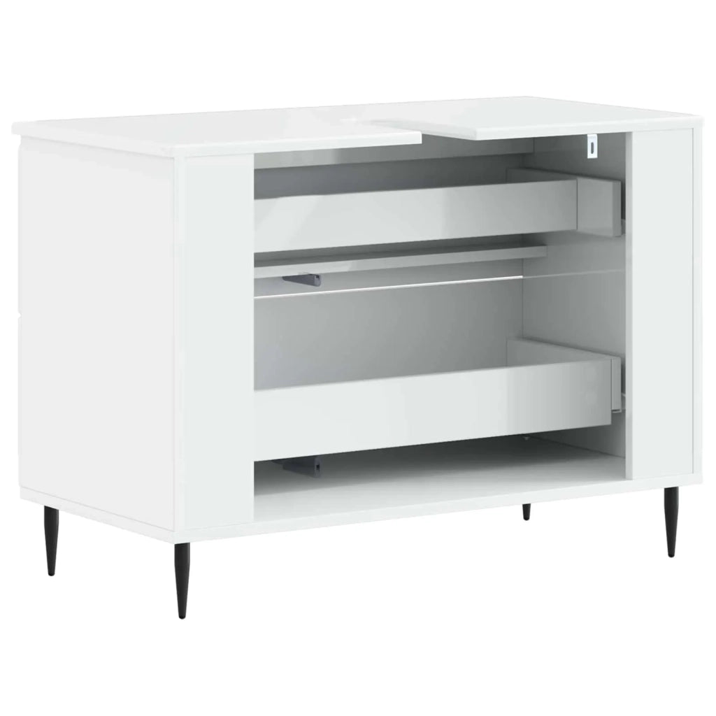 Armadio per Lavabo da Bagno ZWOLLE Bianco Lucido 896359
