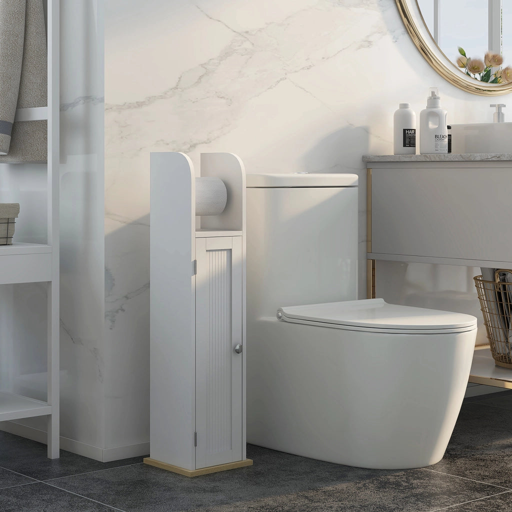 Mobiletto bagno con ripiano regolabile e armadietto ¨C zephmum ¨C 20x20x80 cm bianco
