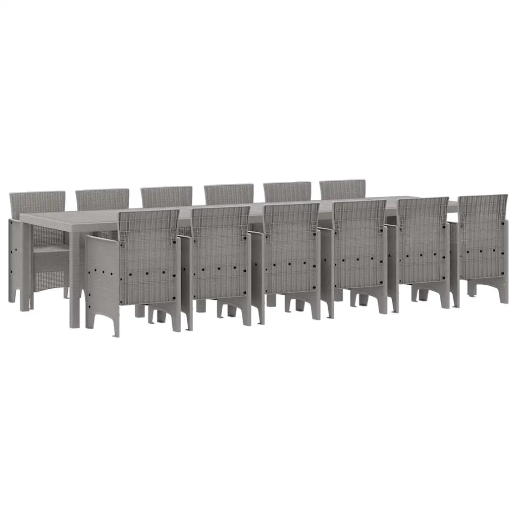 Set da Pranzo per Giardino 13 pcs Grigio chiaro Rattan Polt 3378787