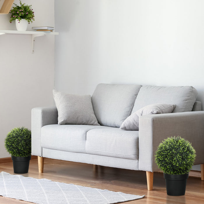 Set di 2 Piante Artificiali a Sfera Ø45 cm con Foglie di Cedro per Casa e Giardino Verde