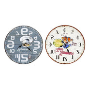 Trade Shop - Orologio In Legno Da Parete Rotondo Analogico Vintage Retro' Casa Cucina 218690 -