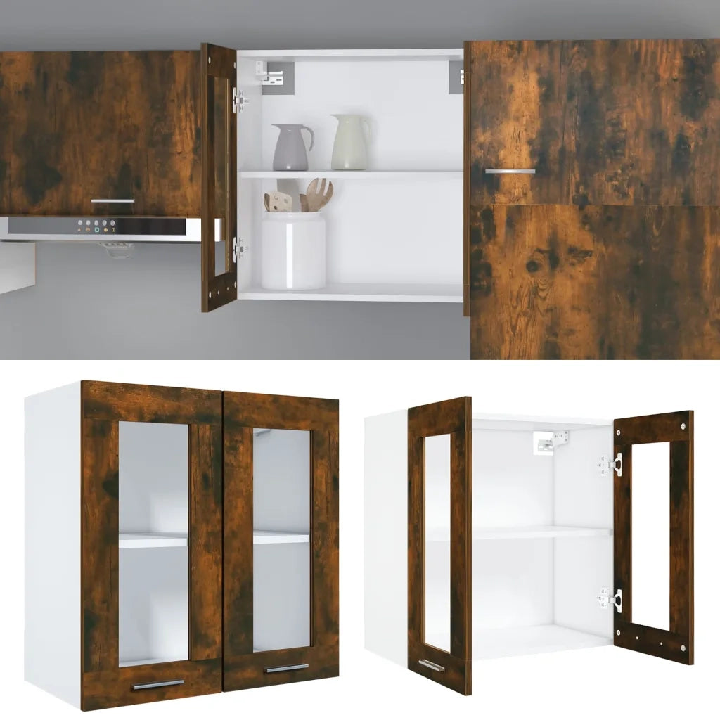 Pensile in Vetro Rovere Fumo 60x31x60 cm Legno Multistrato cod mxl 73632