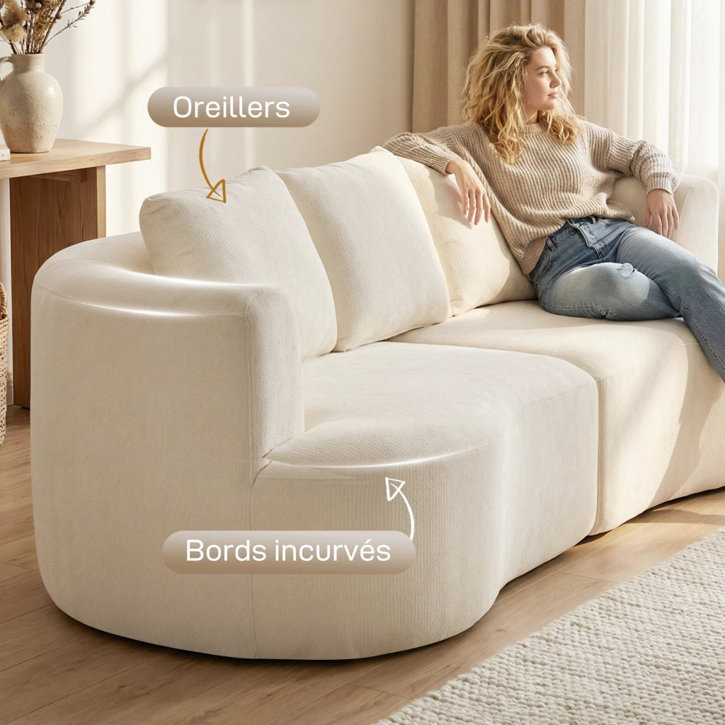 Divano 3 posti in chenille 260 cm ¨C zephmum ¨C crema