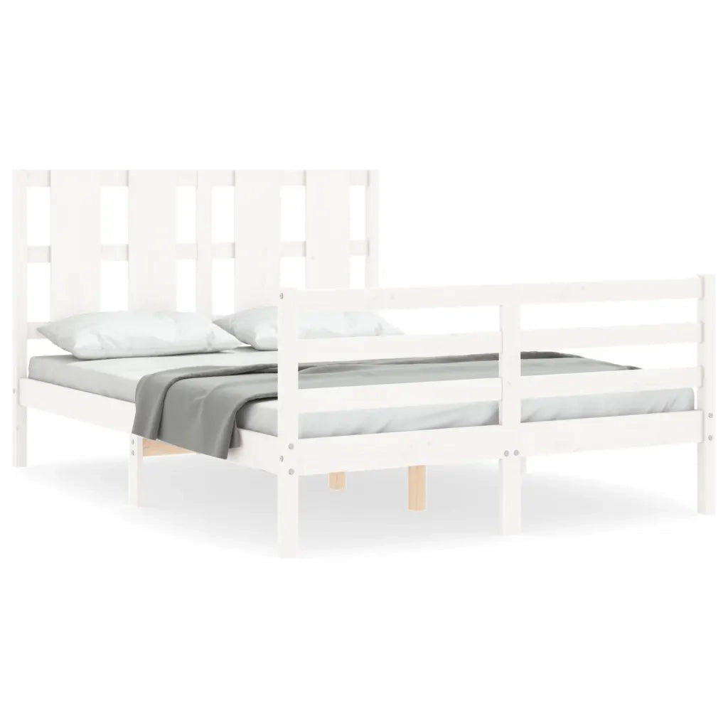 Giroletto con Testiera-Struttura Letto con testiera Bianco 120x200 cm in Legno Massello 886880