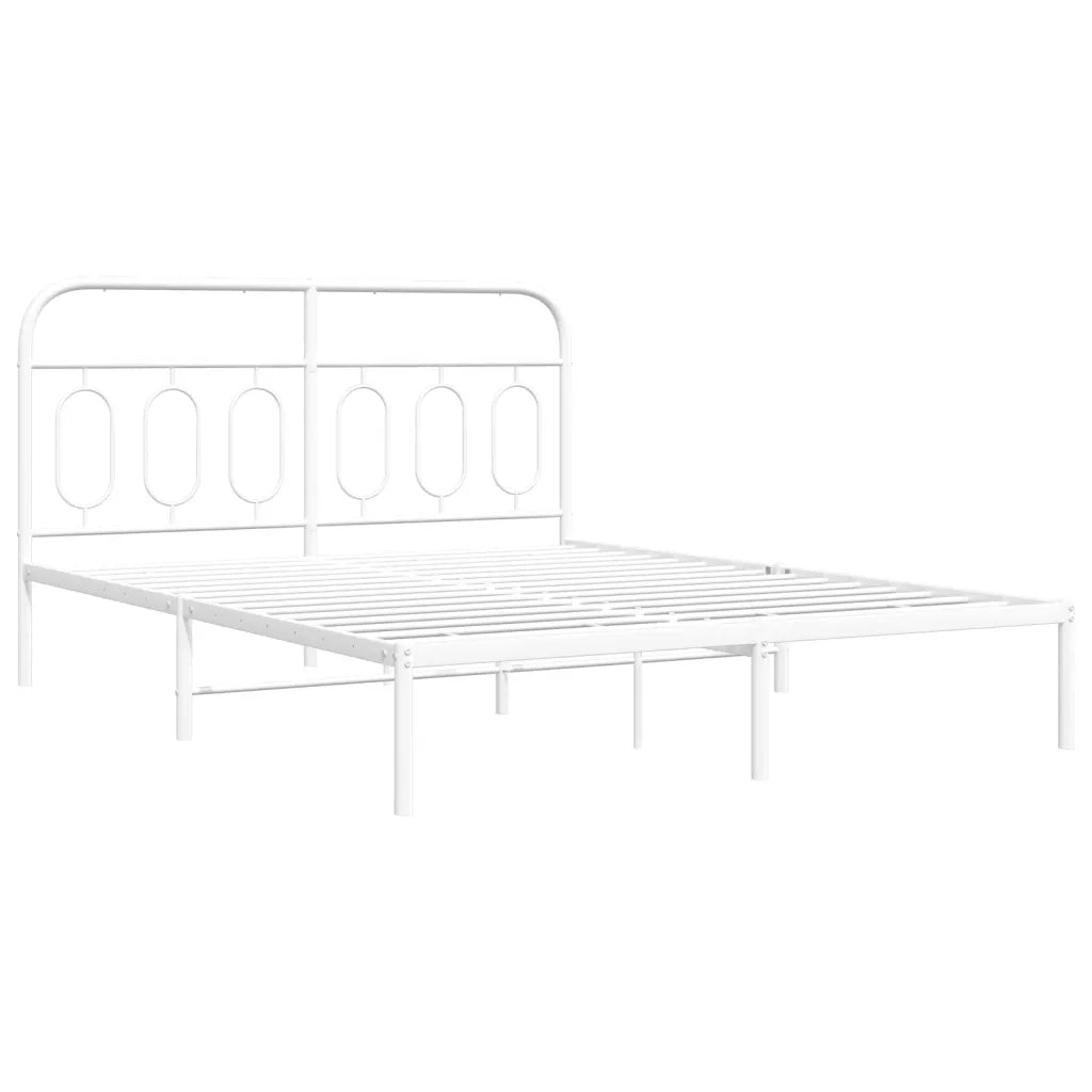 Giroletto con Testiera-Struttura Letto con testiera Metallo Bianco 135x190 cm 335362