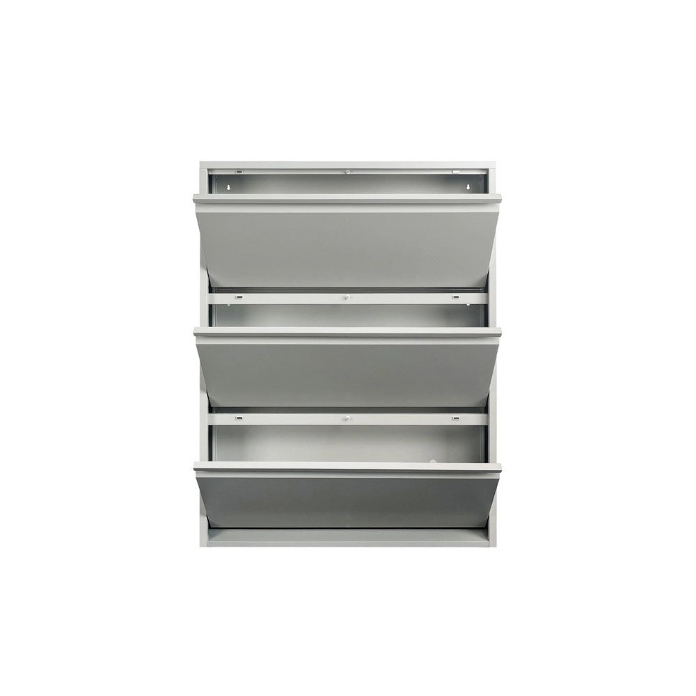 Scarpiera Salvaspazio in Metallo Grigia 3 Ante – Modello Slim Emy 80x14x103.2 cm