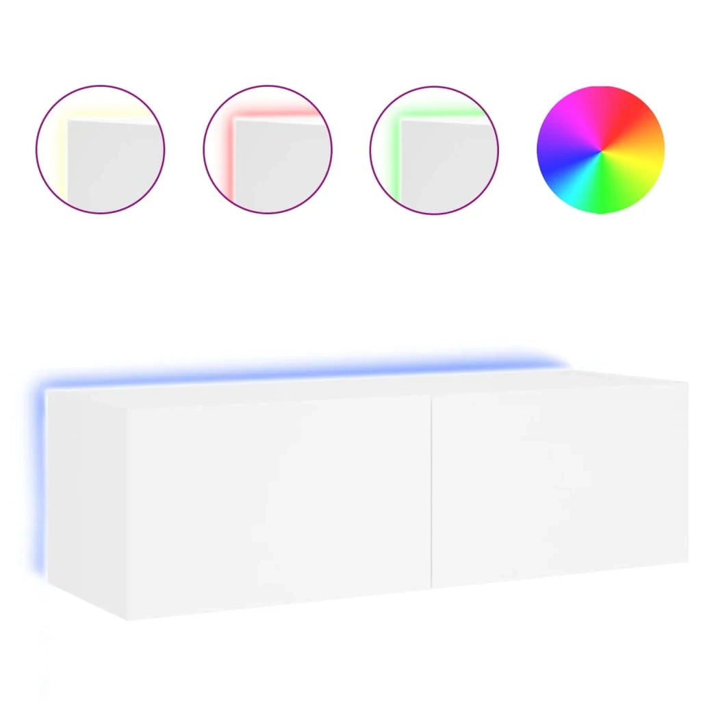 Mobile TV multimediale scaffale TV credenza mobile TV sala da pranzo soggiorno camera da letto montaggio a parete con luci LED 100 x 35 x 31 cm bianco 02_0027850