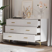 Cassettiera bianca con 6 cassetti e superficie ondulata; 120 x 40 x 76 cm in MDF