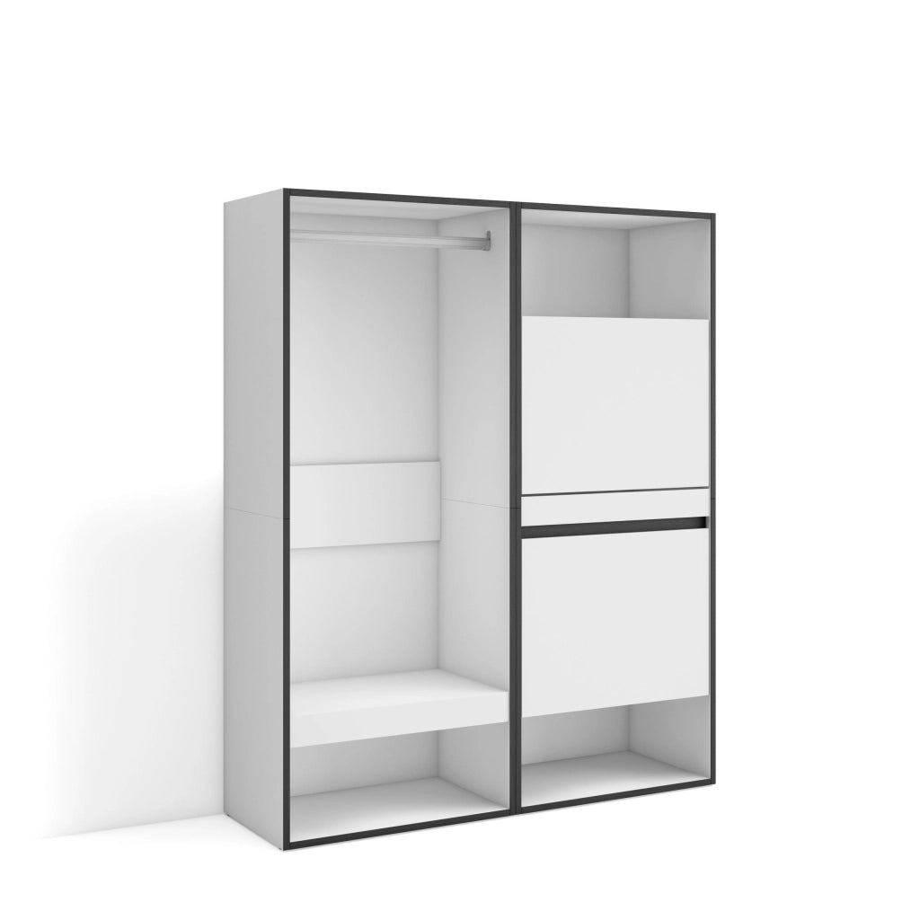 Armadio Aperto, 120x35x145cm, Camera da letto, Scarpiera, Bianco RF3483
