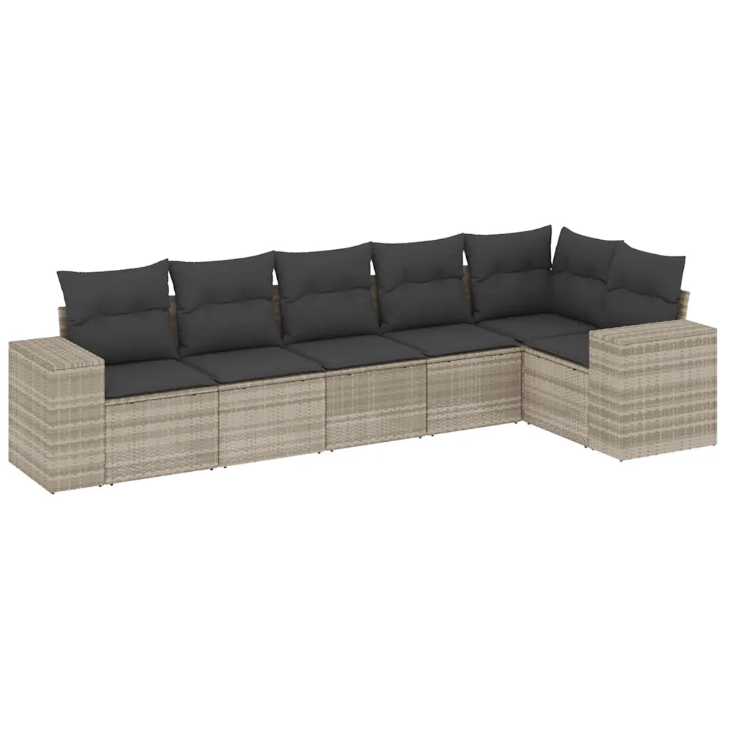 Set Divano da Giardino 6pz con Cuscini Grigio Chiaro Polyrattan 3222591