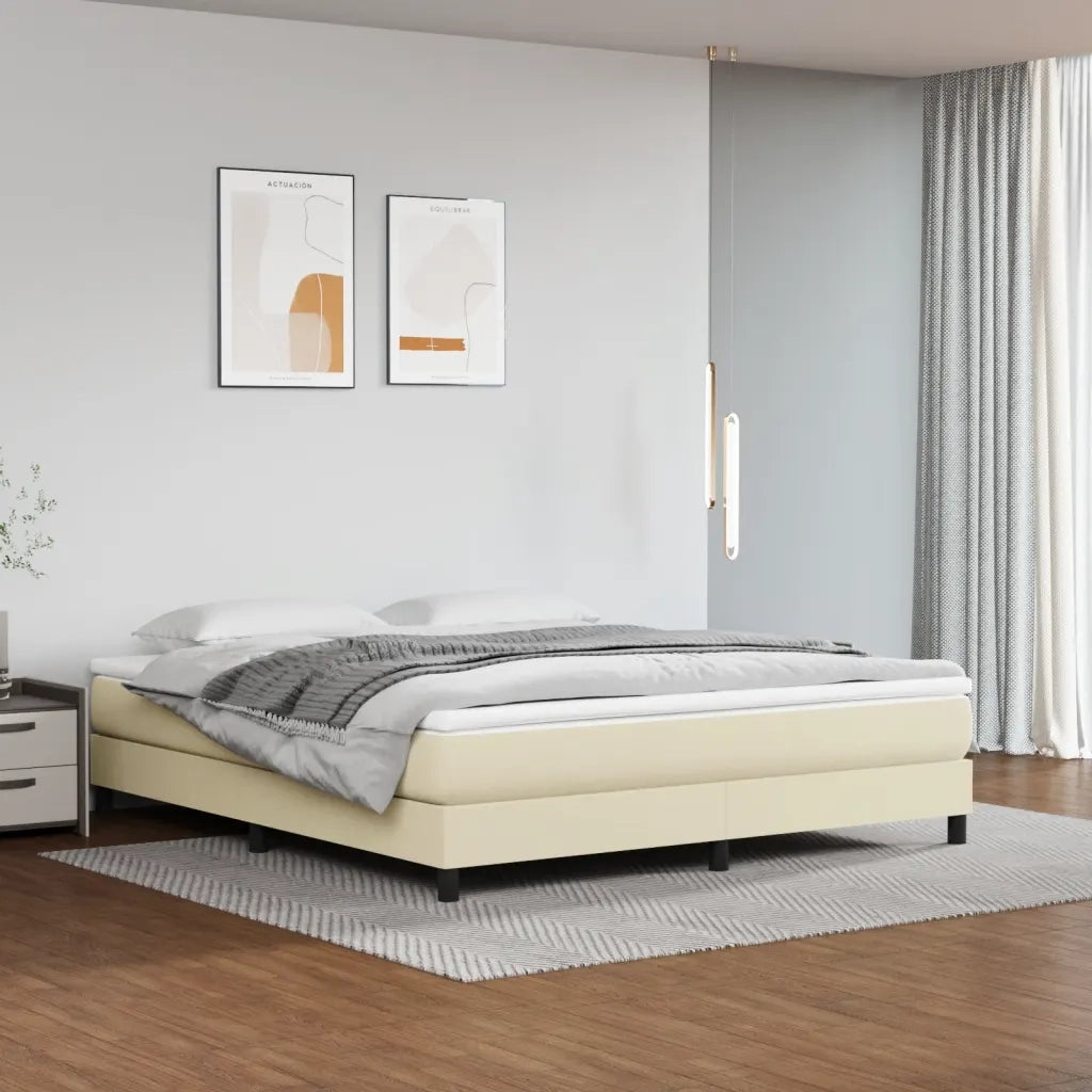 Struttura Letto a Rete a Molle-Giroletto Crema 180x200 cm in Similpelle 960654