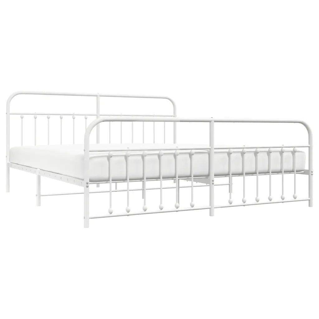 Giroletto con Testiera e Pediera-Struttura Letto Metallo Bianco 193x203 cm 491651