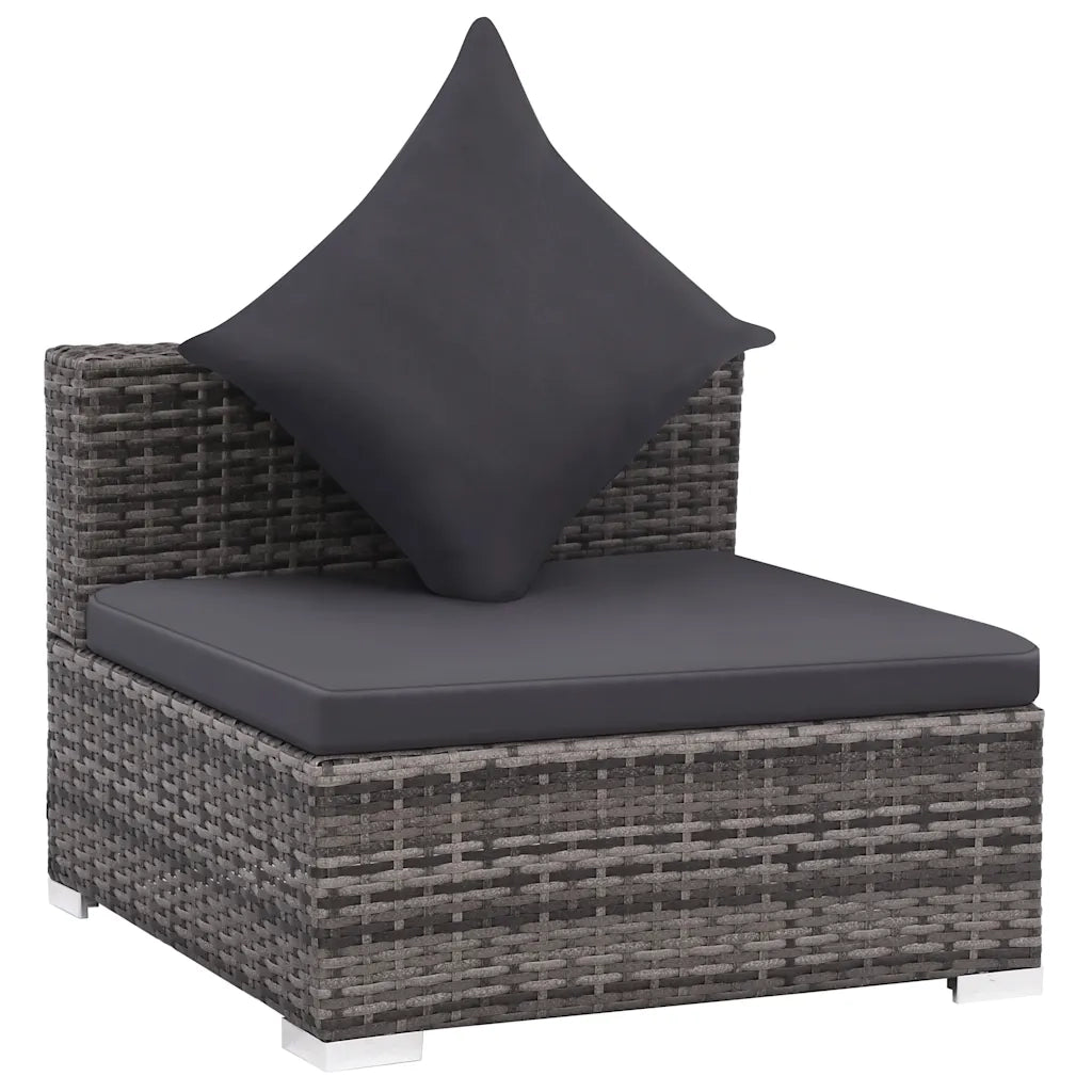 Set Divani da Giardino 7 pz con Cuscini in Polyrattan Grigio cod mxl 35557