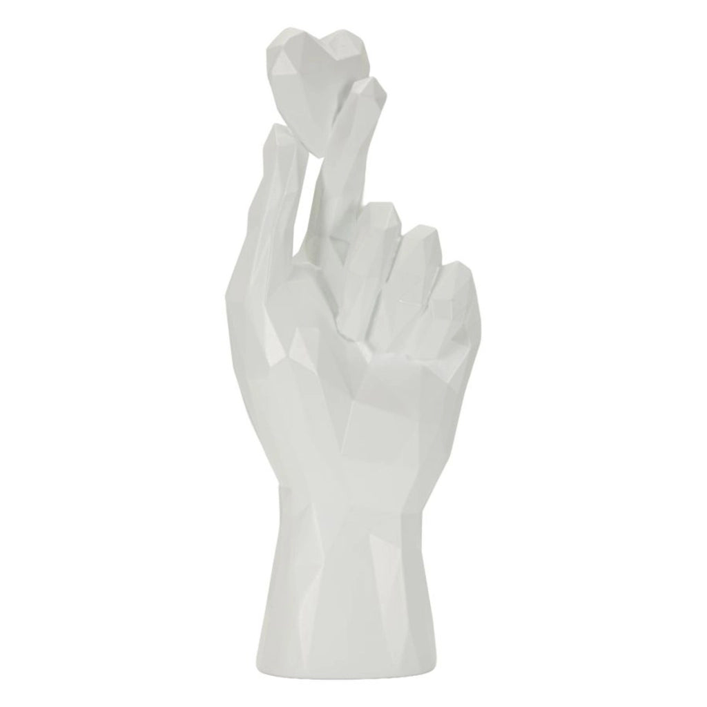 Scultura decorativa Mano in poliresina bianco puro