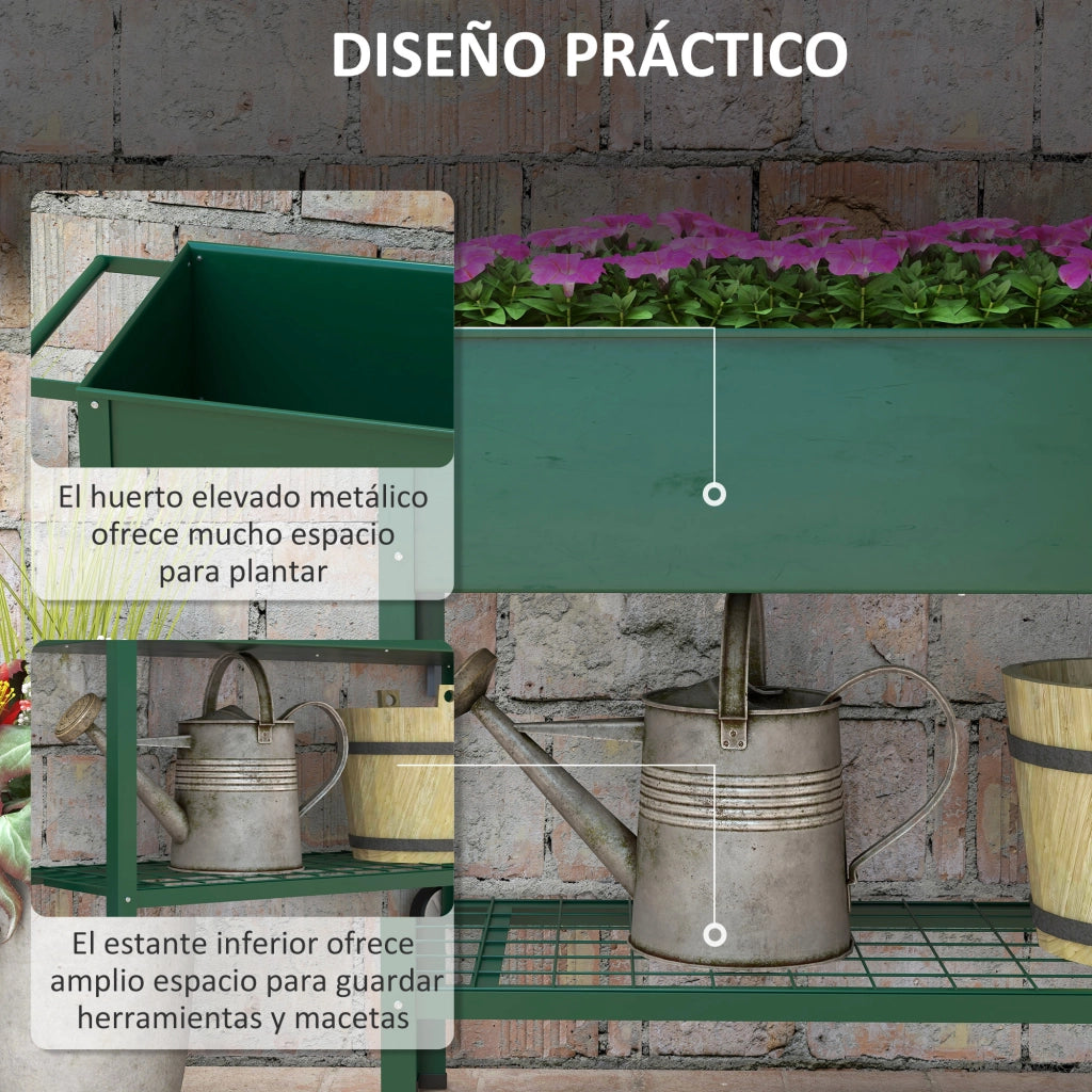 Huerto Urbano Elevado ¨C Zephmum ¨C Verde con 2 Ruedas 109x44x80 cm