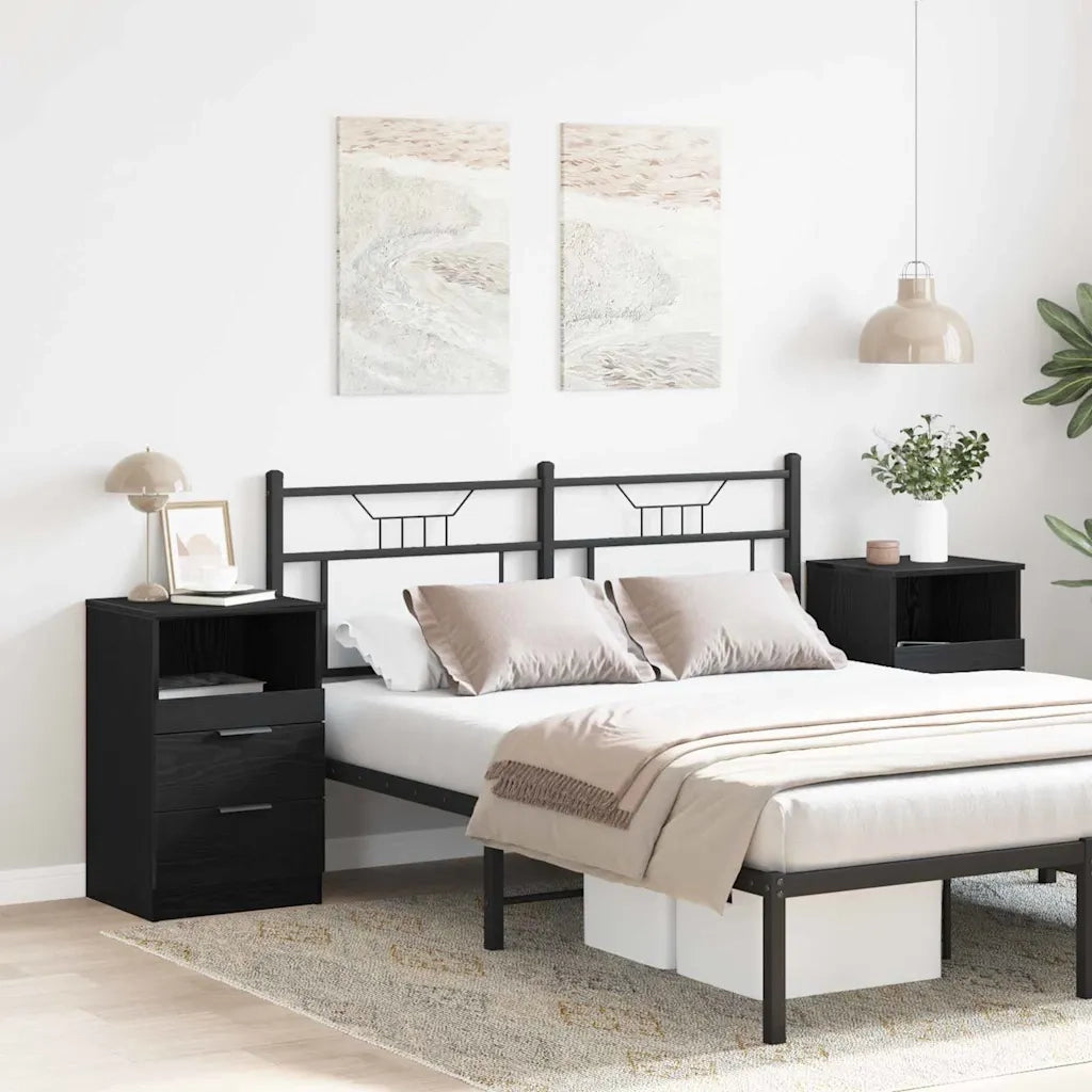 Armadio da Notte con cassetto 2 pcs Rovere Nero 40 x 35 x 65 cm 862742