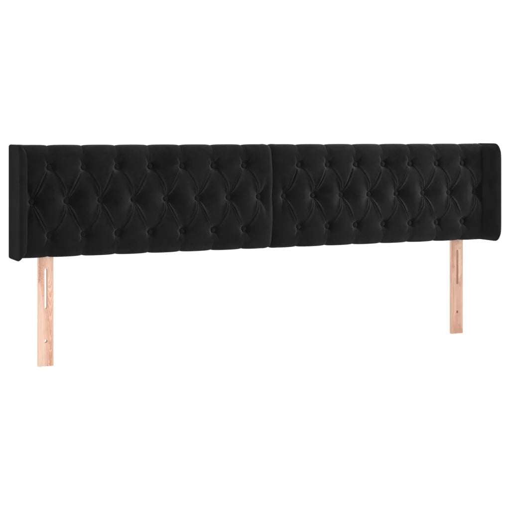 Testiera | Testata a LED Nera 203x16x78/88 cm in Velluto