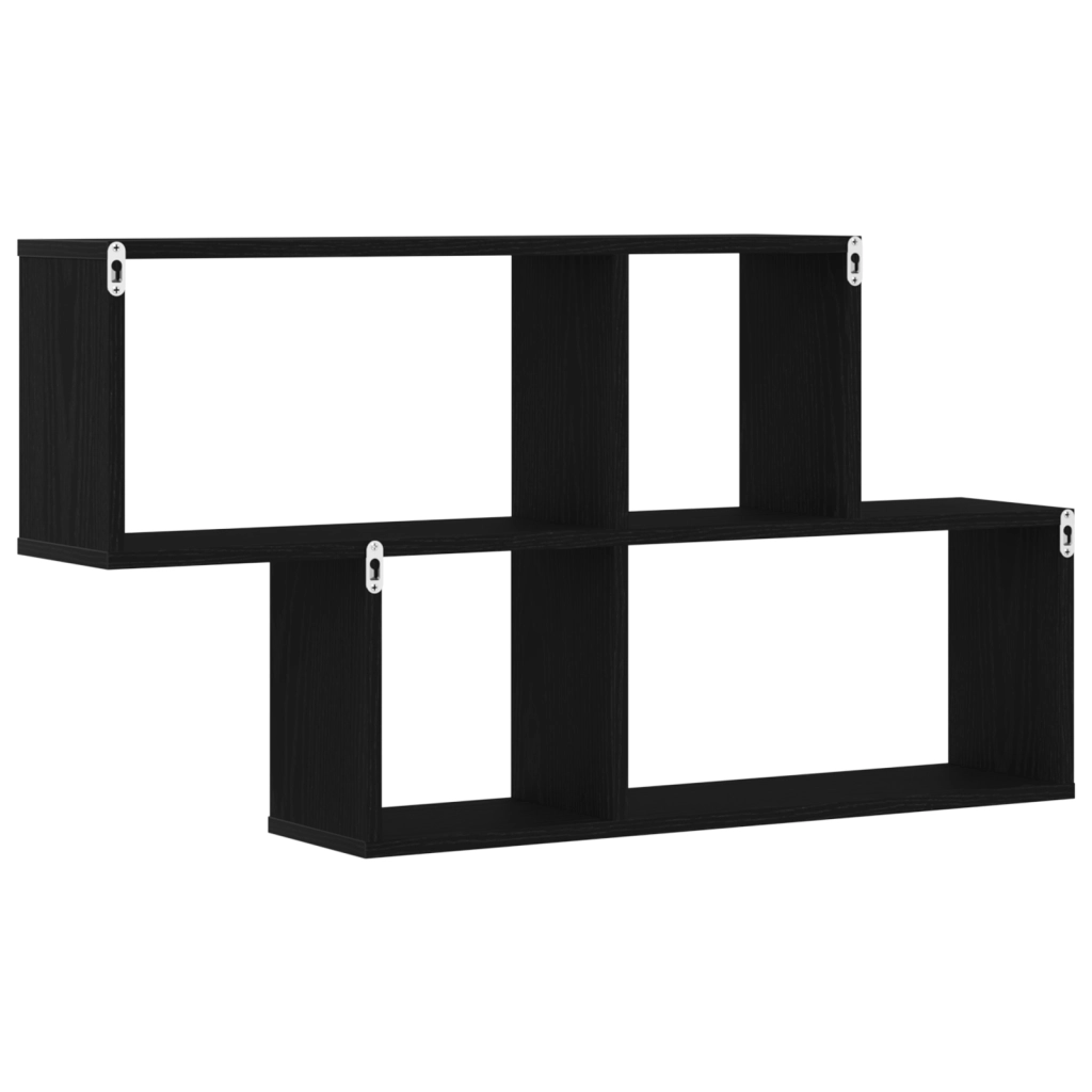 Mobile sospeso in rovere nero 76x15x53 cm realizzato in legno ingegnerizzato