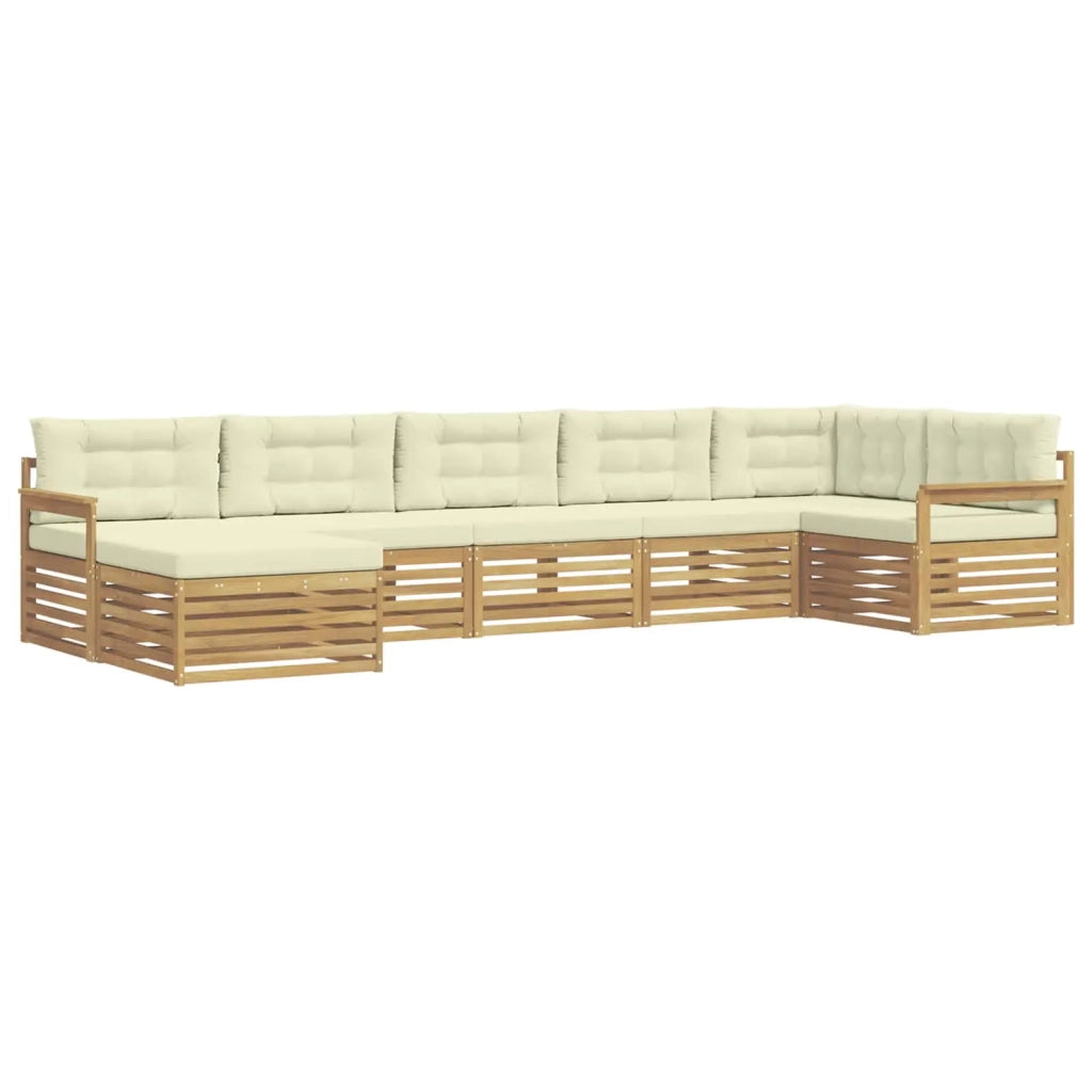 Set di divani da esterno con cuscino 7 pcs Bianco e Crema