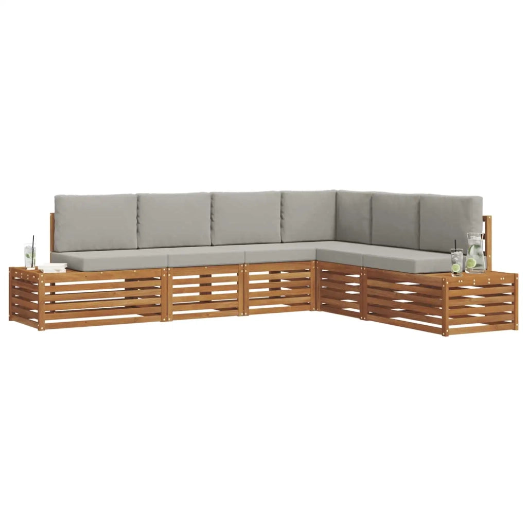 Set di divani da esterno con cuscino Grigio Naturale e Chiaro