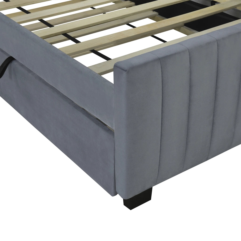 DESMIU Letto bambino estraibile 90 × 190 cm 1 piazza con letto a scomparsa, senza materasso, in velluto, grigio