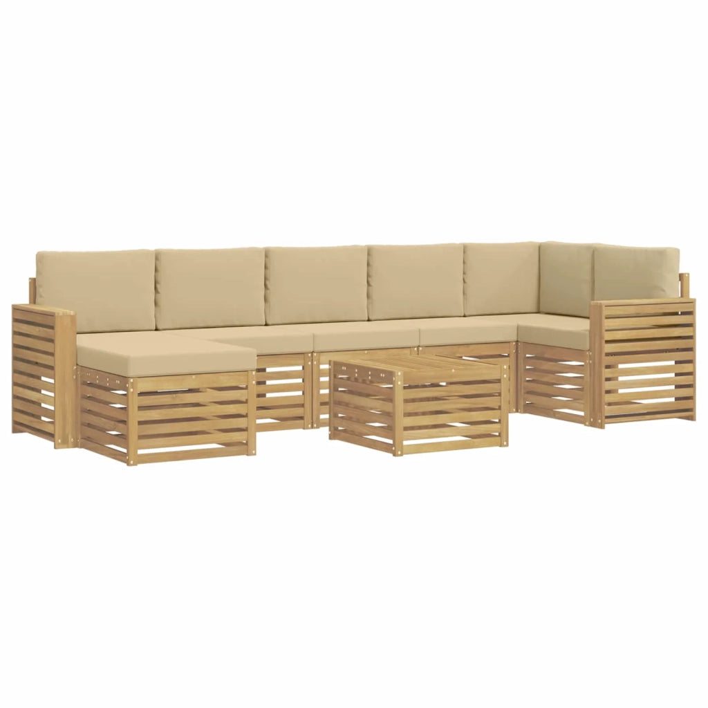 Set di divani da esterno 8 pcs Bianco e Beige 59 x 59 x 37 cm 3392243